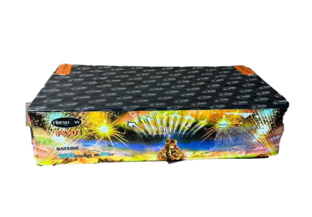 Baterie de artificii 200 focuri 20 mm Aurora